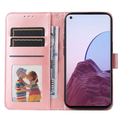 OPPO Reno7 Z Sunflower Embossed Leather Wallet Phone Case with Kickstand and Card Holder