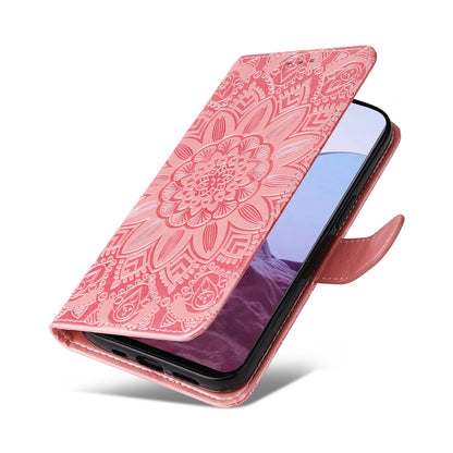 OnePlus Nord N20 5G Sunflower Embossed Leather Wallet Phone Case with Kickstand and Card Holder