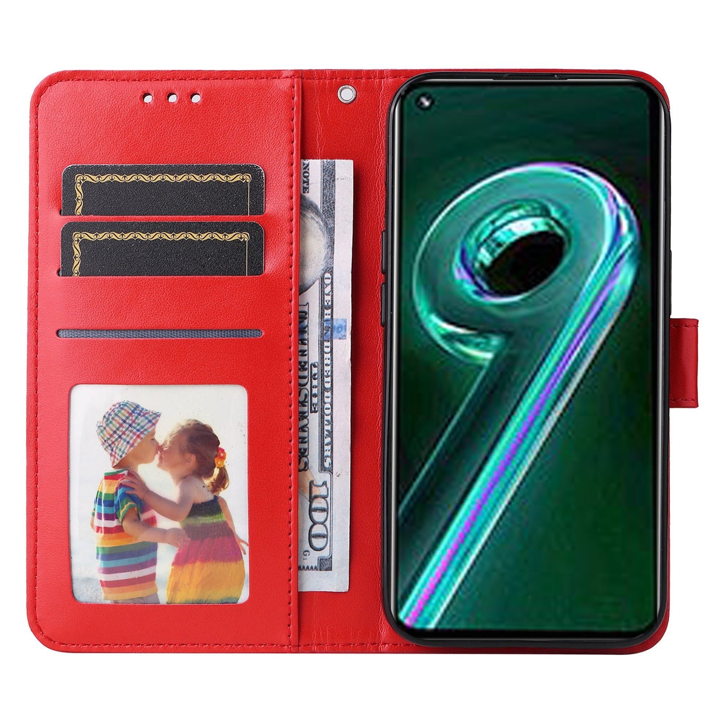 OPPO Realme 9 Pro+ Sunflower Embossed Leather Wallet Phone Case with Kickstand and Card Holder