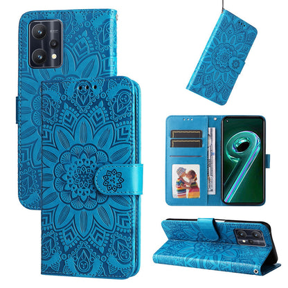 OPPO Realme 9 Pro+ Sunflower Embossed Leather Wallet Phone Case with Kickstand and Card Holder