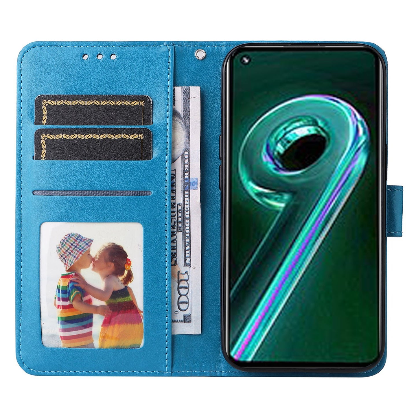 OPPO Realme 9 Pro+ Sunflower Embossed Leather Wallet Phone Case with Kickstand and Card Holder