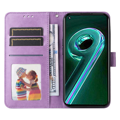 OPPO Realme 9 Pro+ Sunflower Embossed Leather Wallet Phone Case with Kickstand and Card Holder