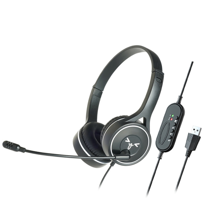 Wired Gaming Headset with Long Noise-Cancelling Mic, Ergonomic Design - Black