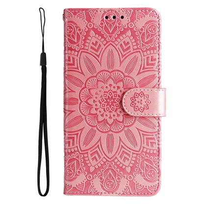 Xiaomi Redmi Poco F4 Sunflower Embossed Leather Wallet Phone Case with Kickstand and Card Holder