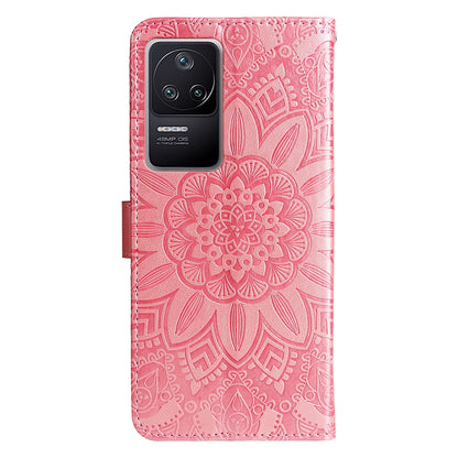 Xiaomi Redmi Poco F4 Sunflower Embossed Leather Wallet Phone Case with Kickstand and Card Holder