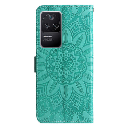 Xiaomi Redmi K40S Sunflower Embossed Leather Wallet Phone Case with Kickstand and Card Holder