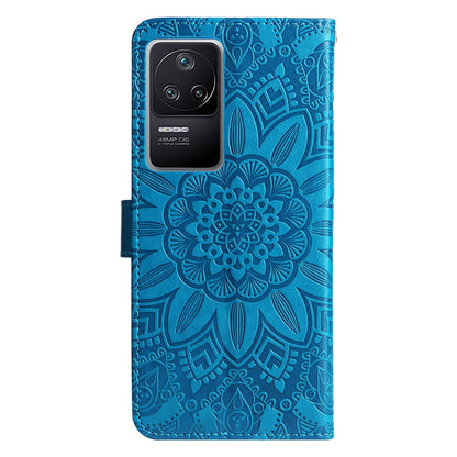 Xiaomi Redmi K40S Sunflower Embossed Leather Wallet Phone Case with Kickstand and Card Holder