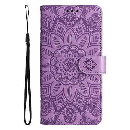 Xiaomi Redmi K40S Sunflower Embossed Leather Wallet Phone Case with Kickstand and Card Holder