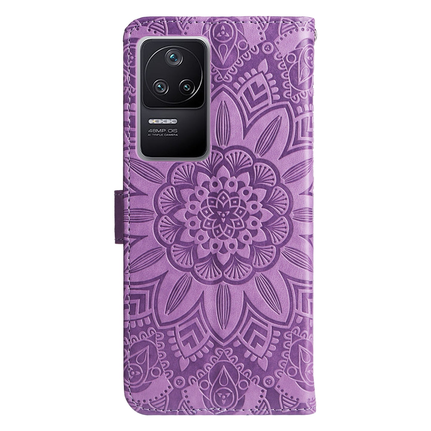 Xiaomi Redmi K40S Sunflower Embossed Leather Wallet Phone Case with Kickstand and Card Holder