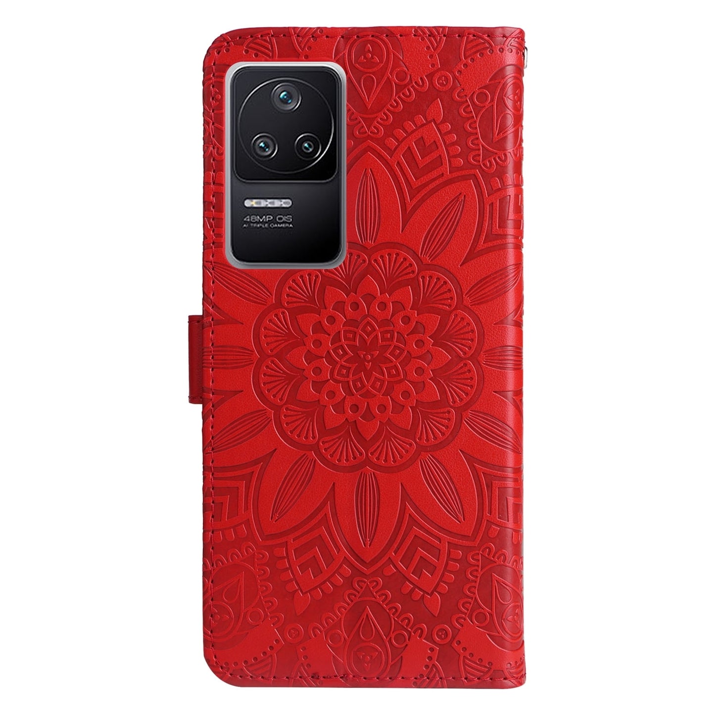 Xiaomi Redmi K40S Sunflower Embossed Leather Wallet Phone Case with Kickstand and Card Holder