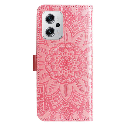 Xiaomi Poco X4 GT Sunflower Embossed Leather Wallet Phone Case with Kickstand and Card Holder