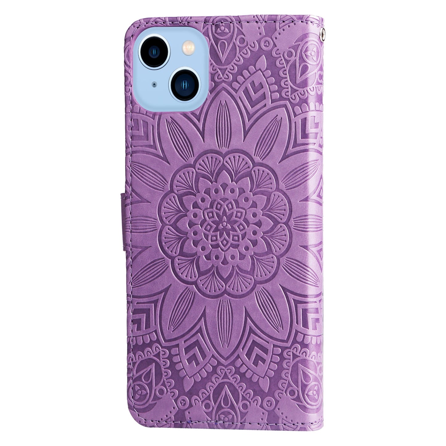 iPhone 14 Sunflower Embossed Leather Wallet Phone Case with Kickstand and Card Holder