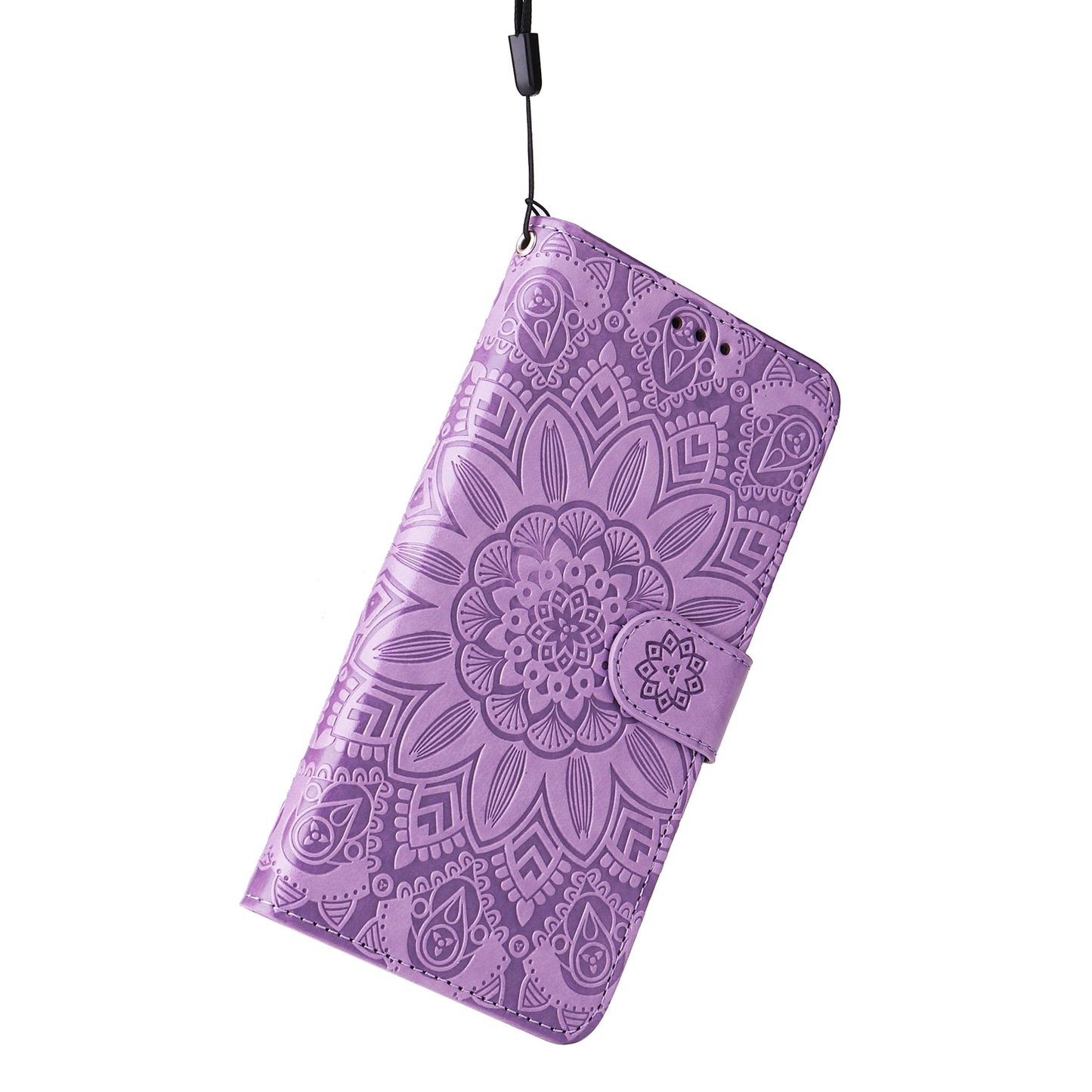 iPhone 14 Sunflower Embossed Leather Wallet Phone Case with Kickstand and Card Holder