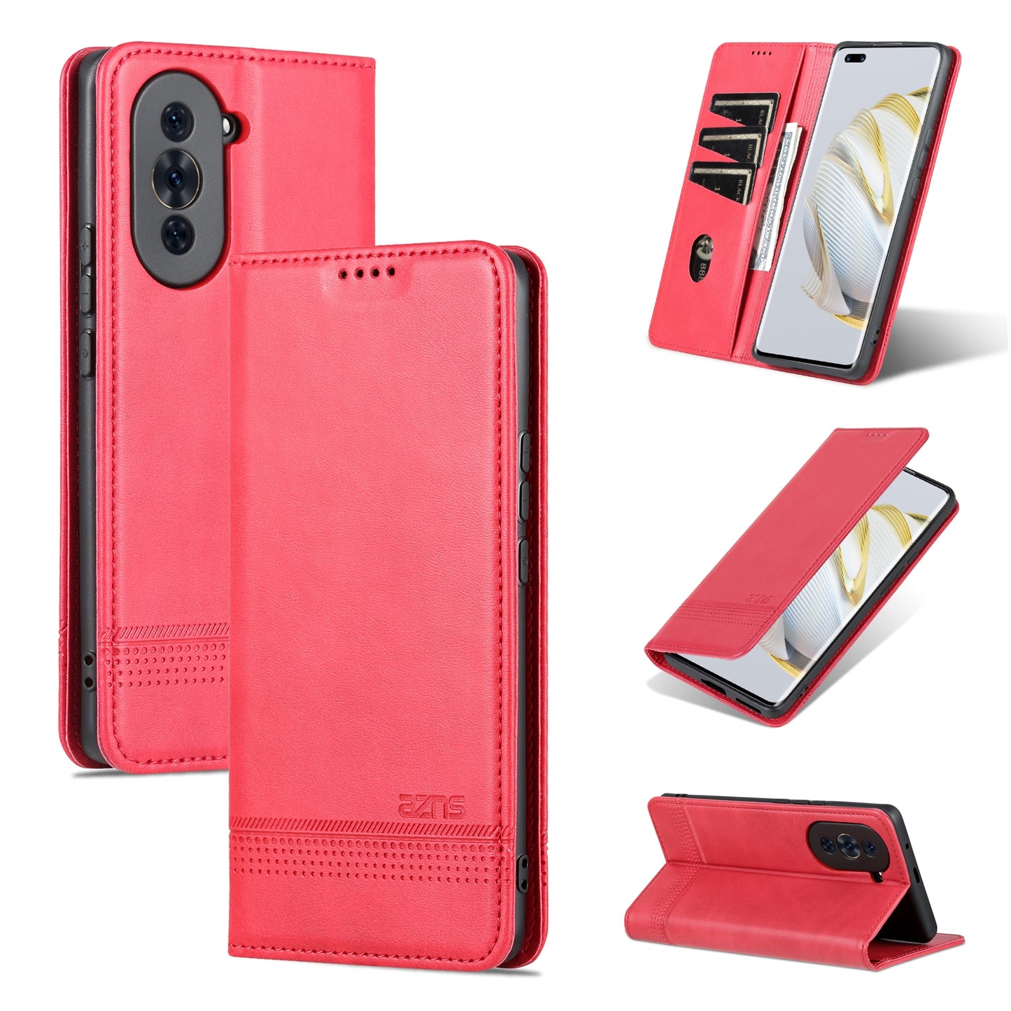 Huawei Nova 10 Leather Wallet Case with Card Holder & Magnetic Closure