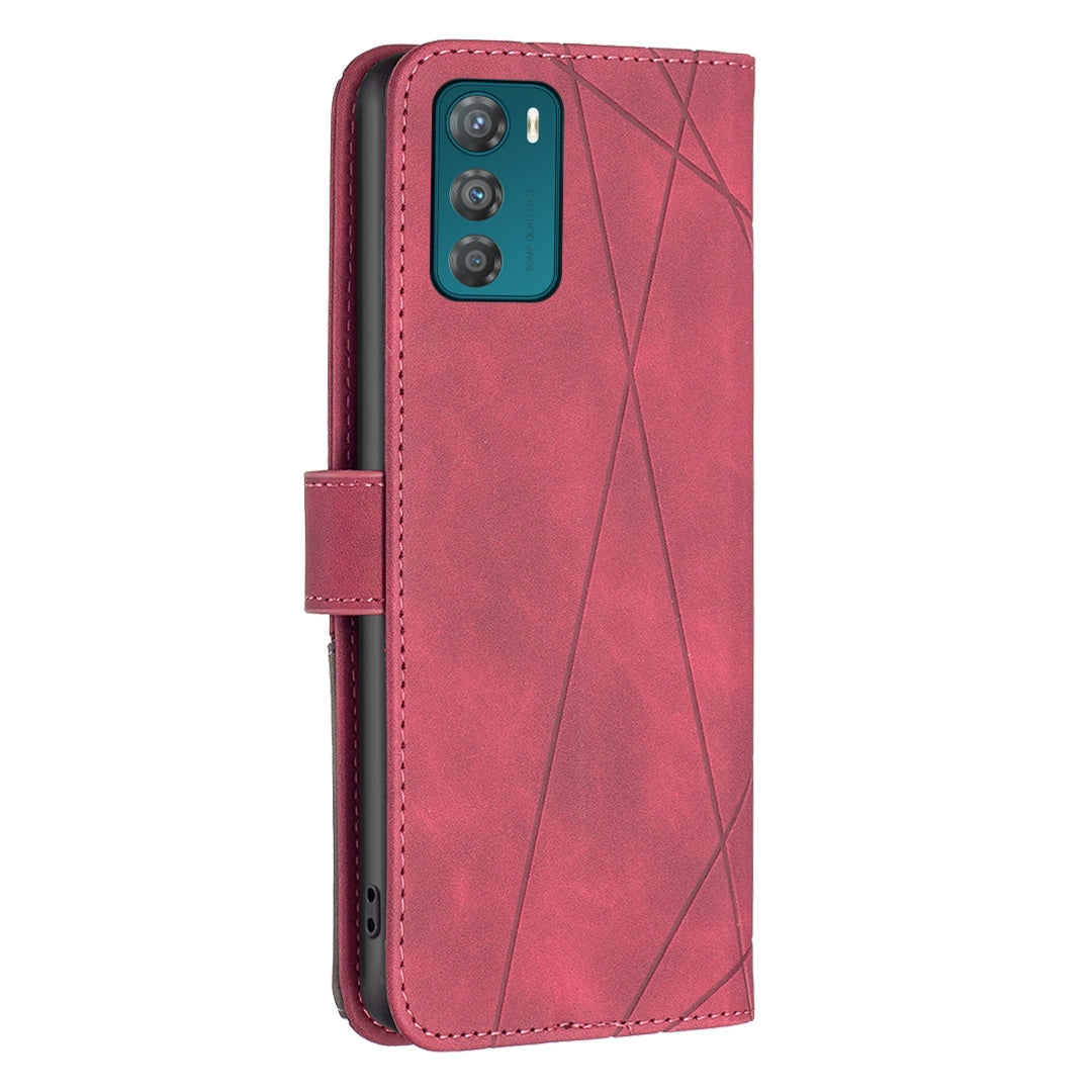 Motorola Moto G42 4G Rhombus Texture Leather Phone Case with Magnetic Buckle and Card Holder