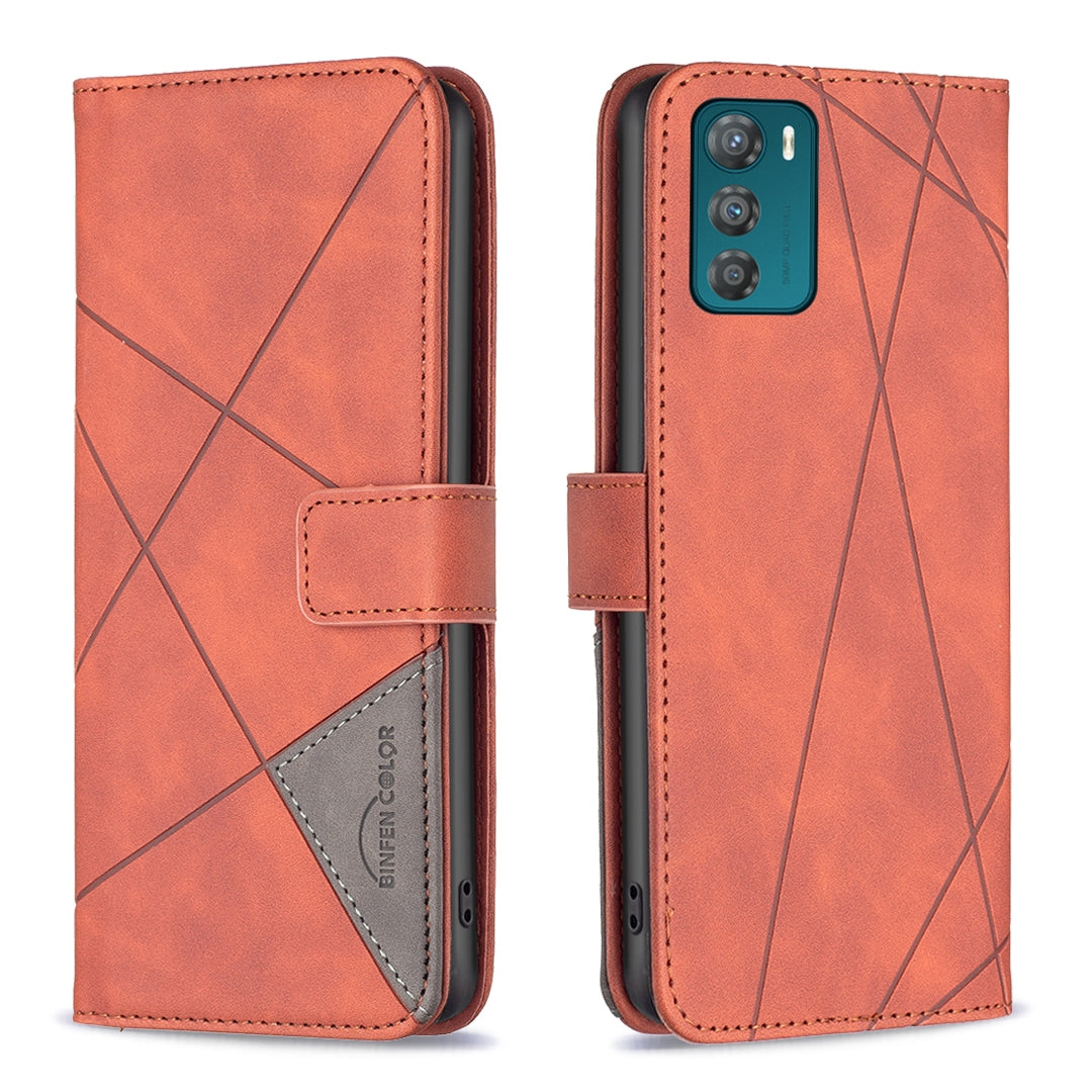 Motorola Moto G42 4G Rhombus Texture Leather Phone Case with Magnetic Buckle and Card Holder
