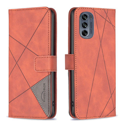 Motorola Moto G62 Rhombus Texture Leather Phone Case with Magnetic Buckle and Card Holder