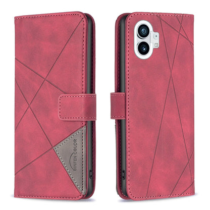 Nothing Phone 1 Rhombus Texture Leather Phone Case with Magnetic Buckle and Card Holder