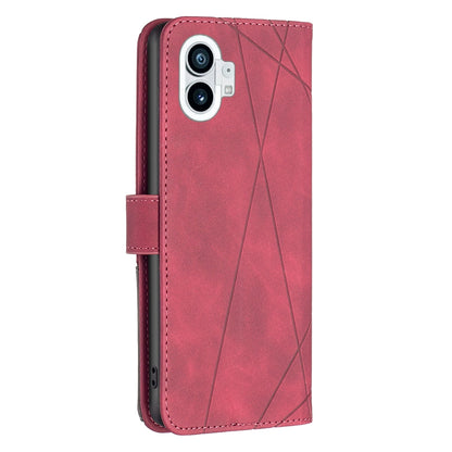 Nothing Phone 1 Rhombus Texture Leather Phone Case with Magnetic Buckle and Card Holder
