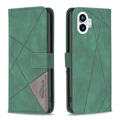 Nothing Phone 1 Rhombus Texture Leather Phone Case with Magnetic Buckle and Card Holder