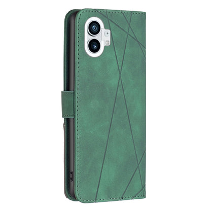 Nothing Phone 1 Rhombus Texture Leather Phone Case with Magnetic Buckle and Card Holder