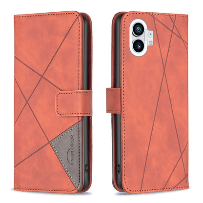 Nothing Phone 1 Rhombus Texture Leather Phone Case with Magnetic Buckle and Card Holder