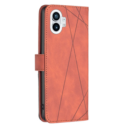 Nothing Phone 1 Rhombus Texture Leather Phone Case with Magnetic Buckle and Card Holder