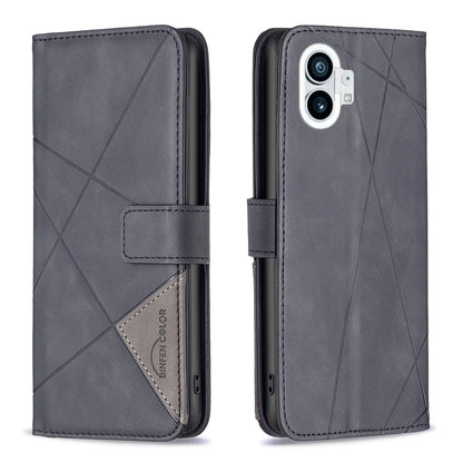 Nothing Phone 1 Rhombus Texture Leather Phone Case with Magnetic Buckle and Card Holder