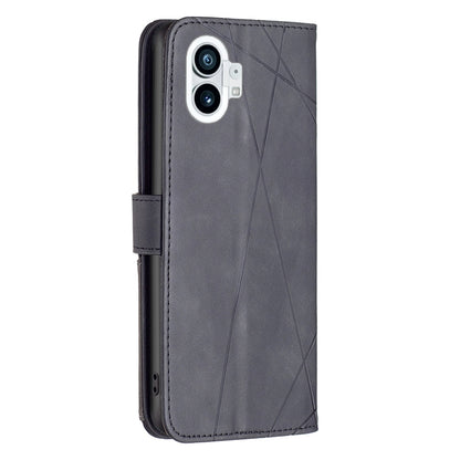 Nothing Phone 1 Rhombus Texture Leather Phone Case with Magnetic Buckle and Card Holder