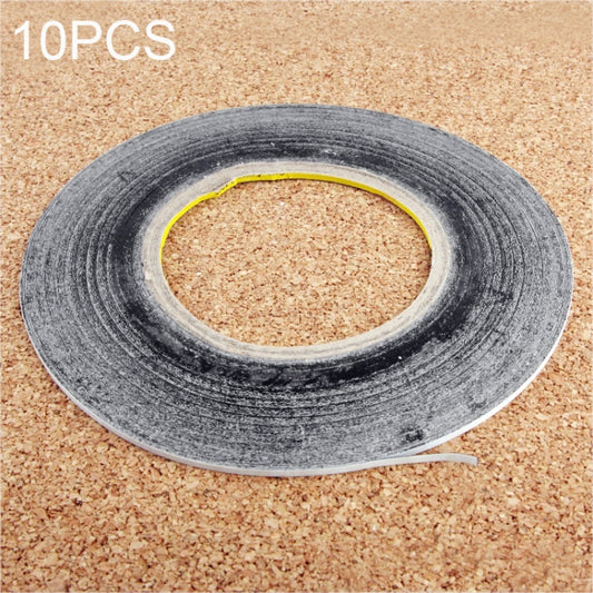 10 Pack of 1mm Double-Sided Adhesive Sticker Tape for Phone Touch Panel Repair, 50m Length (Black)