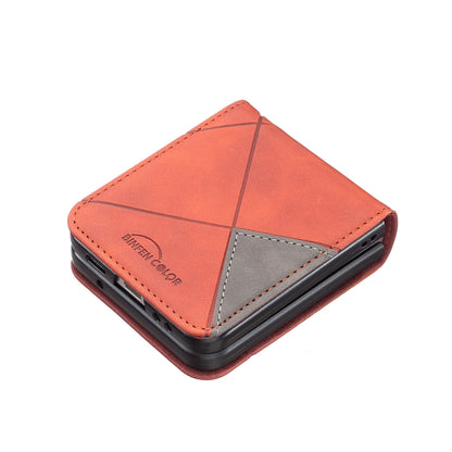 Samsung Galaxy Z Flip4 Rhombus Texture Leather Phone Case with Magnetic Buckle and Card Holder