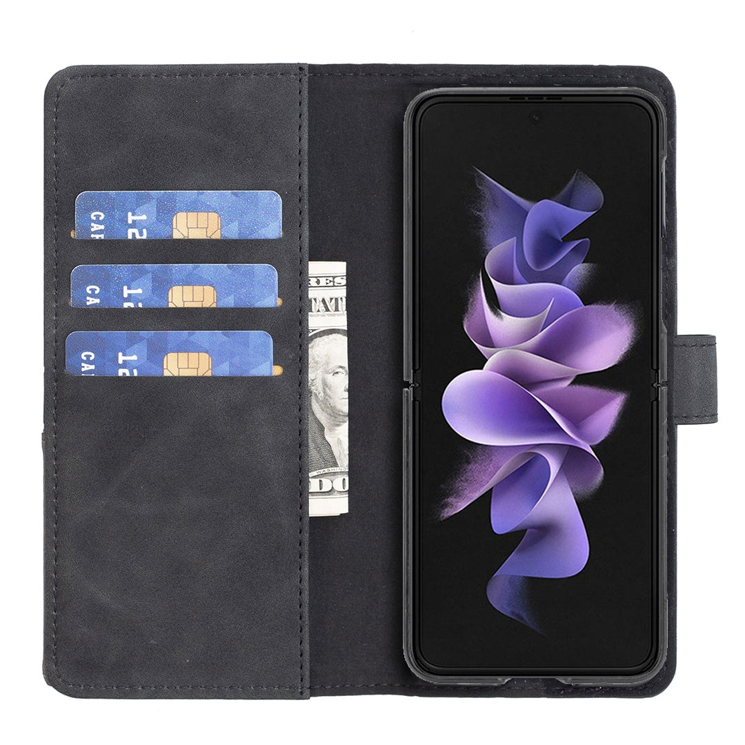 Samsung Galaxy Z Fold4 Rhombus Texture Leather Phone Case with Magnetic Buckle and Card Holder