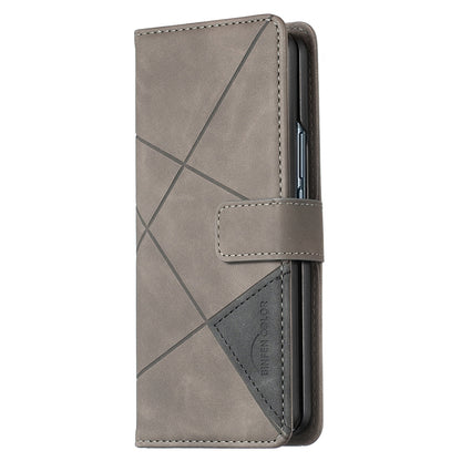 Samsung Galaxy Z Fold4 Rhombus Texture Leather Phone Case with Magnetic Buckle and Card Holder