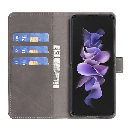 Samsung Galaxy Z Fold4 Rhombus Texture Leather Phone Case with Magnetic Buckle and Card Holder