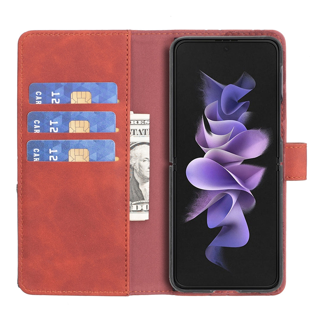 Samsung Galaxy Z Fold4 Rhombus Texture Leather Phone Case with Magnetic Buckle and Card Holder