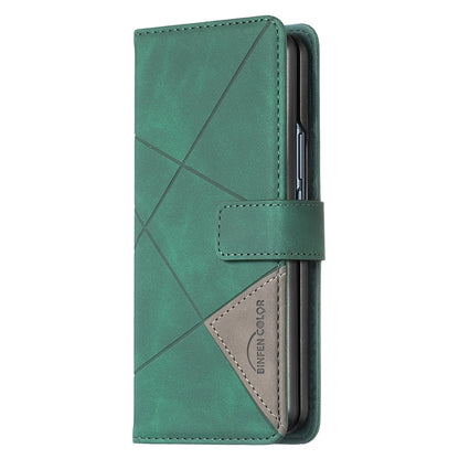 Samsung Galaxy Z Fold4 Rhombus Texture Leather Phone Case with Magnetic Buckle and Card Holder