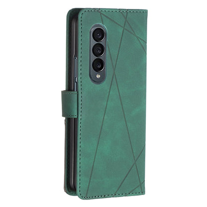 Samsung Galaxy Z Fold4 Rhombus Texture Leather Phone Case with Magnetic Buckle and Card Holder