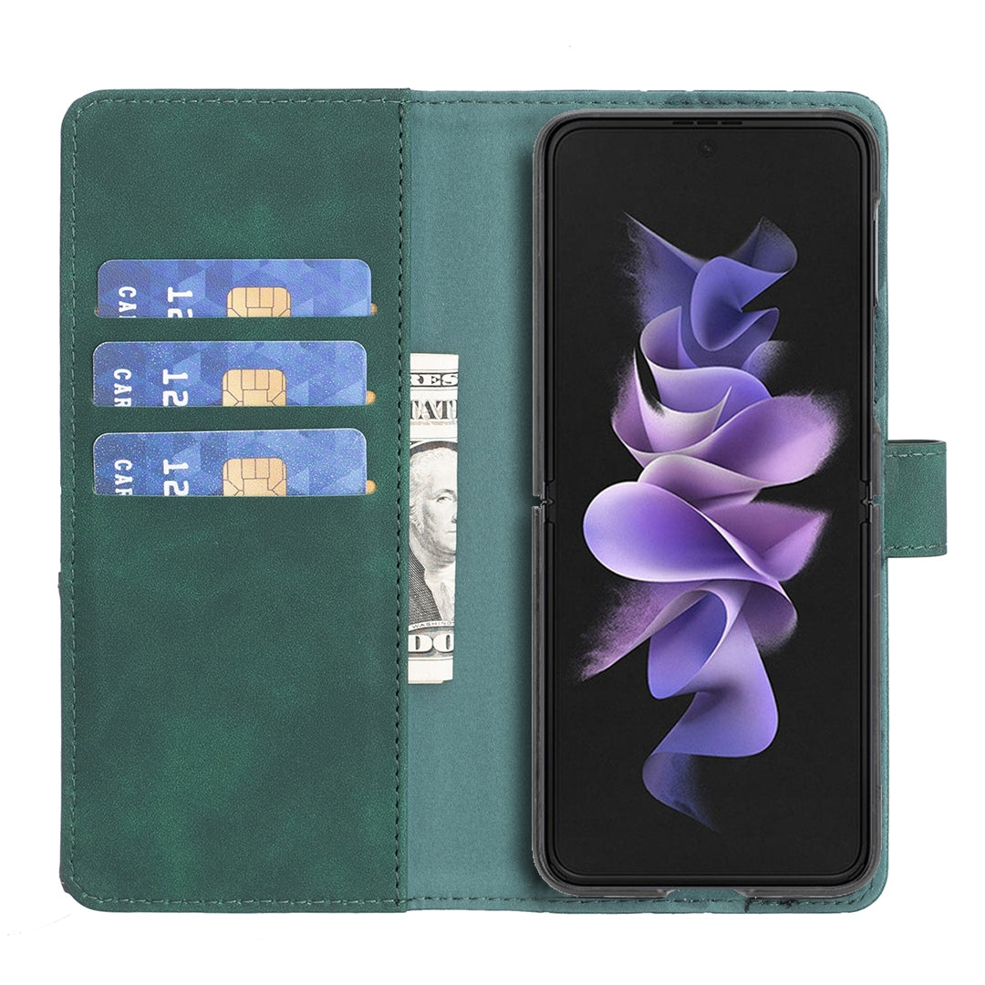 Samsung Galaxy Z Fold4 Rhombus Texture Leather Phone Case with Magnetic Buckle and Card Holder