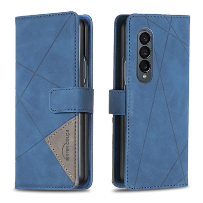 Samsung Galaxy Z Fold4 Rhombus Texture Leather Phone Case with Magnetic Buckle and Card Holder