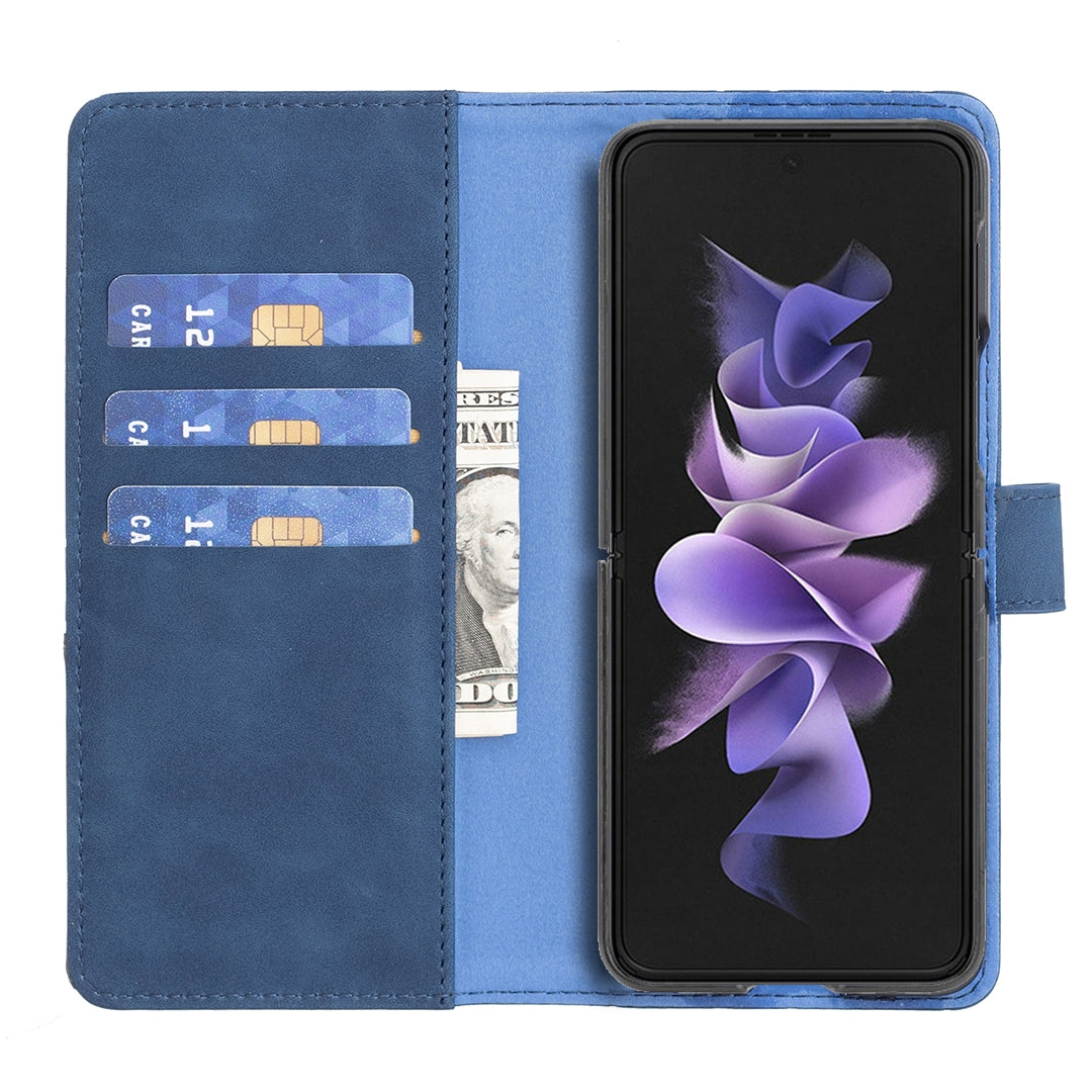 Samsung Galaxy Z Fold4 Rhombus Texture Leather Phone Case with Magnetic Buckle and Card Holder