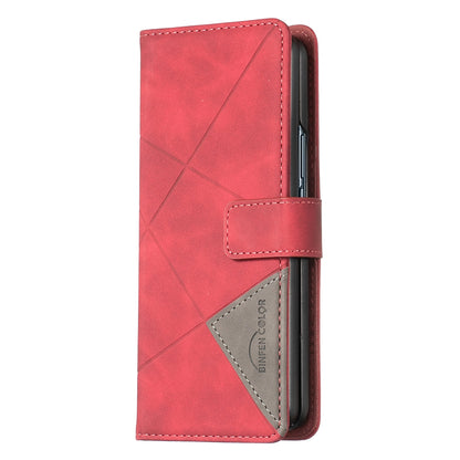 Samsung Galaxy Z Fold4 Rhombus Texture Leather Phone Case with Magnetic Buckle and Card Holder