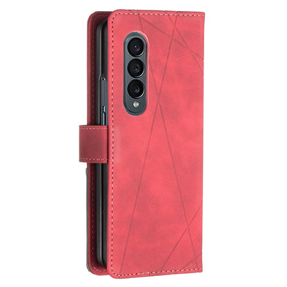 Samsung Galaxy Z Fold4 Rhombus Texture Leather Phone Case with Magnetic Buckle and Card Holder