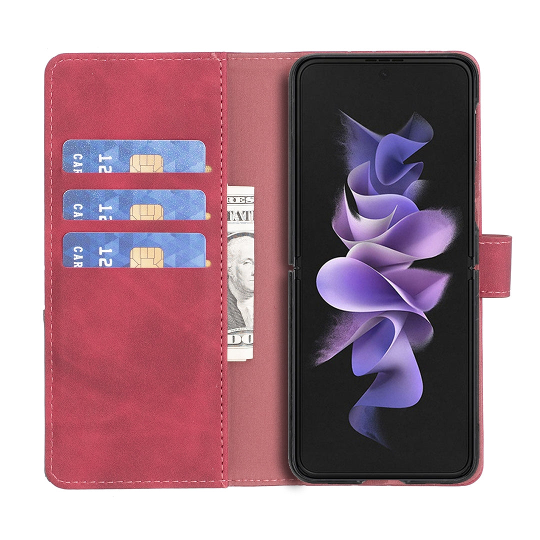 Samsung Galaxy Z Fold4 Rhombus Texture Leather Phone Case with Magnetic Buckle and Card Holder