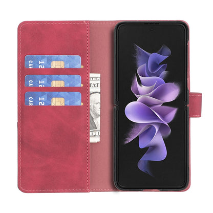 Samsung Galaxy Z Fold4 Rhombus Texture Leather Phone Case with Magnetic Buckle and Card Holder