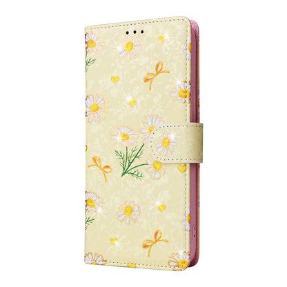 iPhone 14 Pro Luxury Bronzing Leather Case - Floral RFID Wallet Cover with Stand & Card Slots