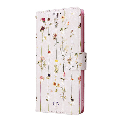 iPhone 14 Pro Max Luxury Bronzing Leather Case - Floral RFID Wallet Cover with Stand & Card Slots