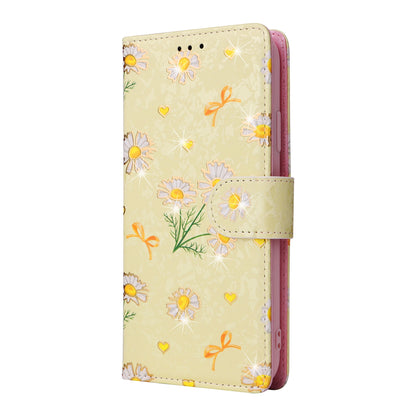 iPhone 13 mini Luxury Bronzing Leather Case - Floral RFID Wallet Cover with Stand & Card Slots
