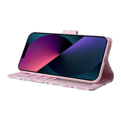 iPhone 13 mini Luxury Bronzing Leather Case - Floral RFID Wallet Cover with Stand & Card Slots