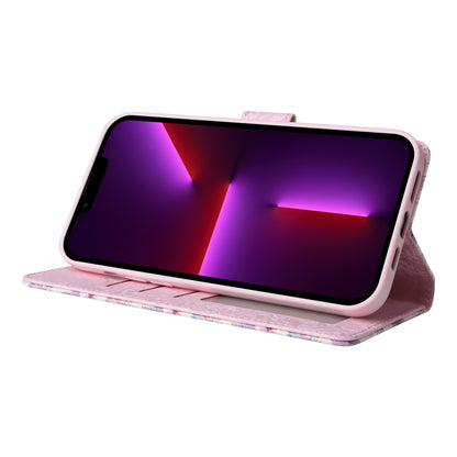 iPhone 13 Pro Luxury Bronzing Leather Case - Floral RFID Wallet Cover with Stand & Card Slots