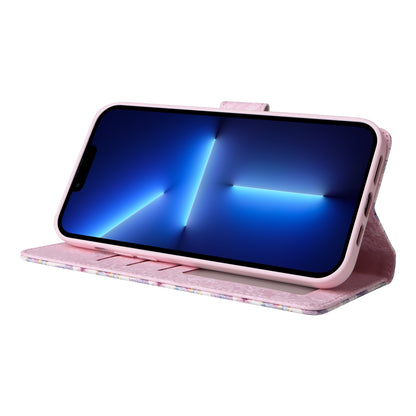 iPhone 13 Pro Max Luxury Bronzing Leather Case - Floral RFID Wallet Cover with Stand & Card Slots